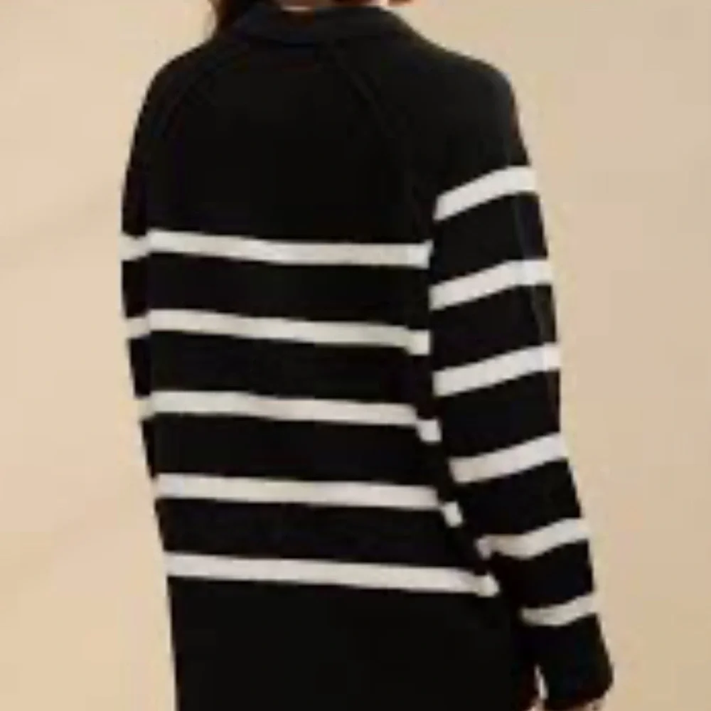 Aerie Unreal Polo Sweater Oversized Size XXS Black & White New With Tags - Picture 3 of 10